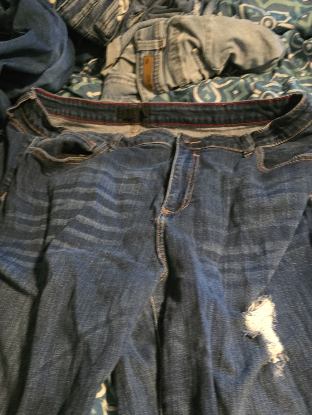 Maurices Men's Dark Blue Distressed Relaxed Jeans